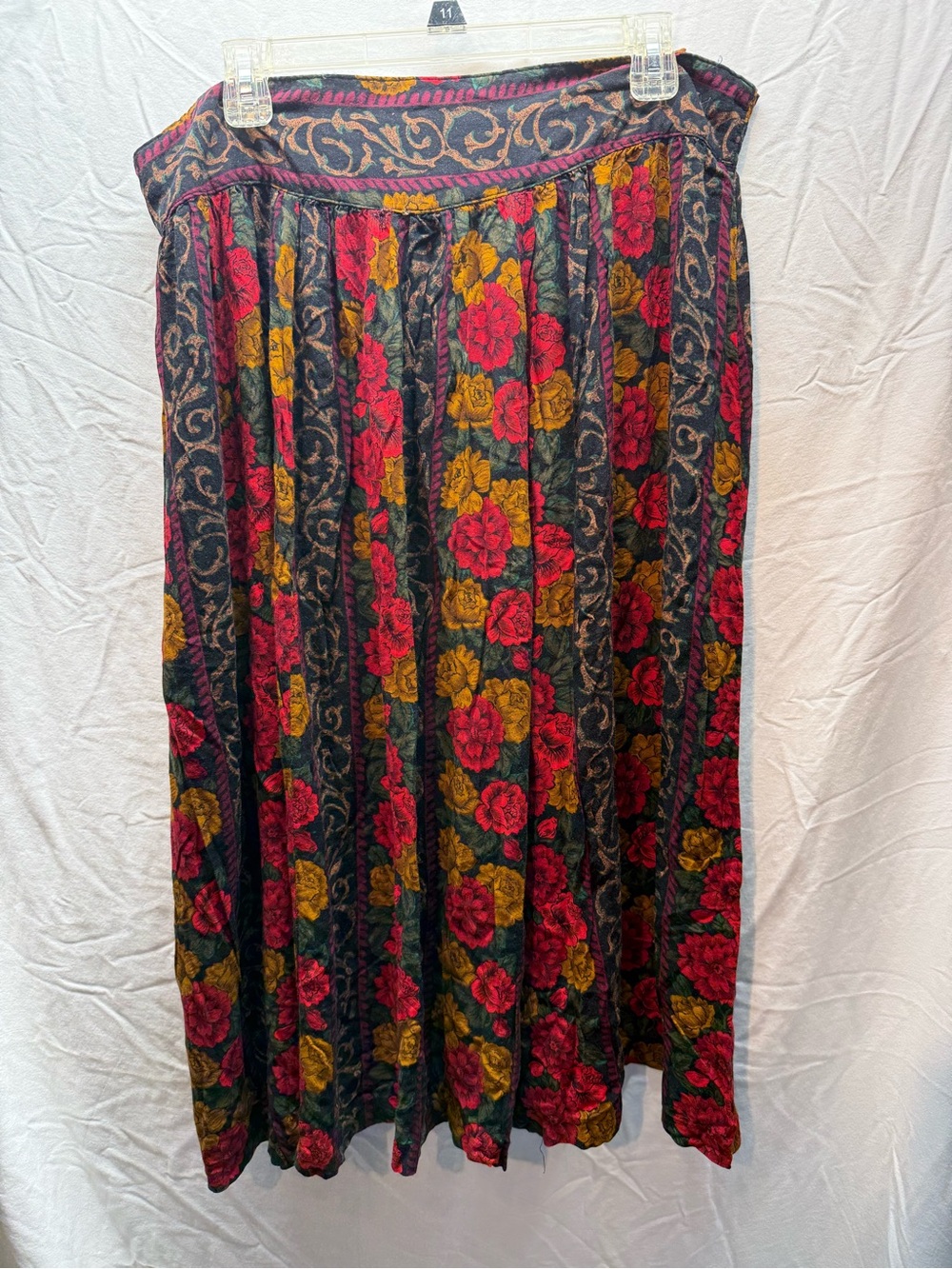 Vintage Venezia Floral Maxi Skirt 26/28 Rayon Made Taiwan Boho 90s Plus Size